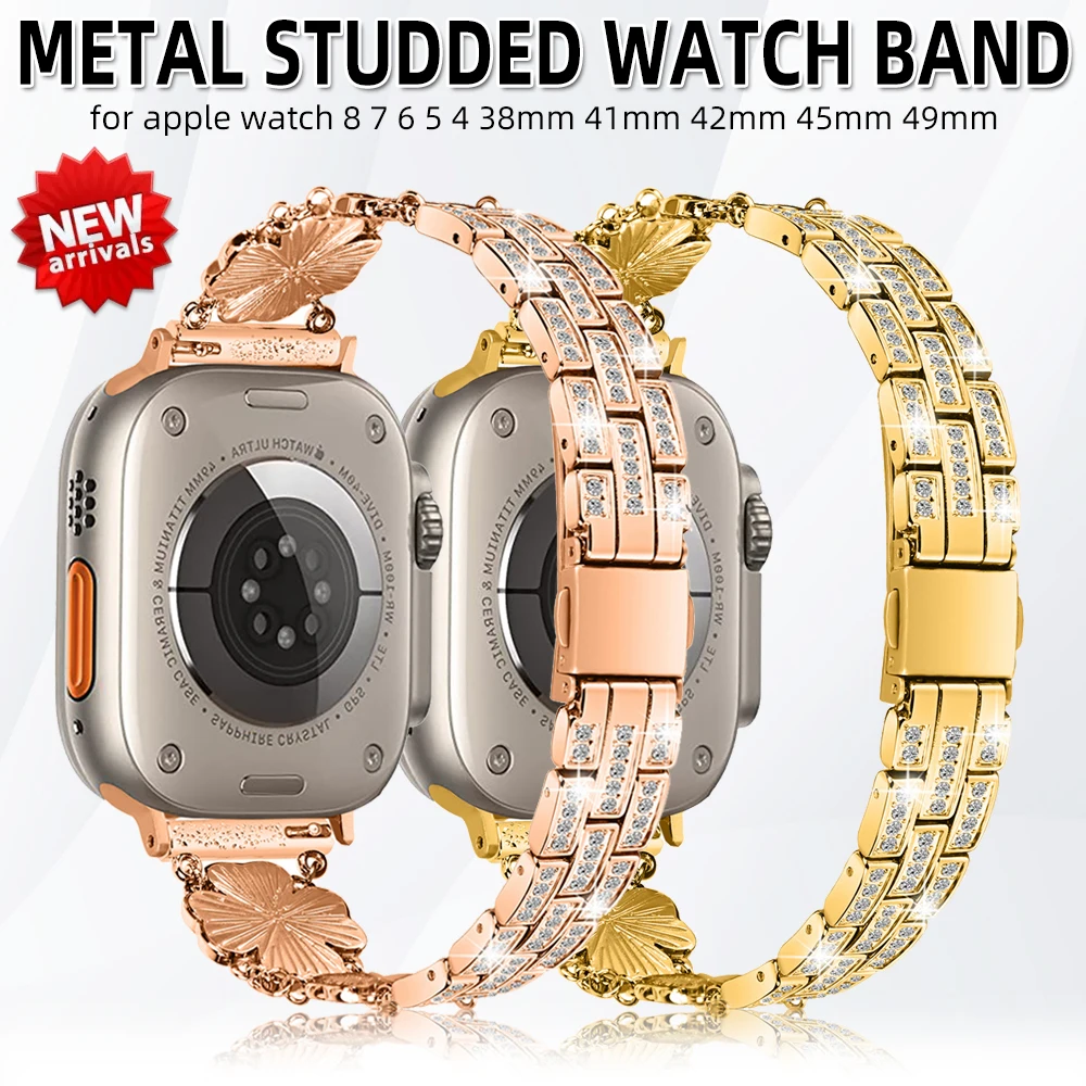 

Браслет металлический Алмазный для Apple Watch 8 UItra 7 41 мм 45 мм 49 мм