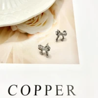 small and exquisite bow silver needle earrings new trendy ins cold wind temperament earrings niche design earrings