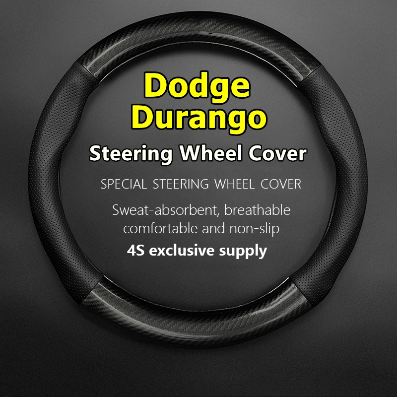 

For Dodge Durango Steering Wheel Cover Leather Carbon 2010 2011 2012 2013 2014 2015 2016 2017