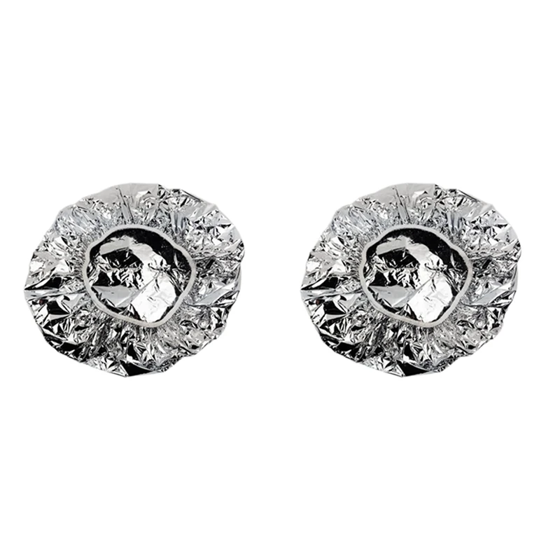 

2X Shower Cap Heat Insulation Aluminum Foil Hat Elastic Bathing Cap For Women Hair Salon Bathroom -Silver