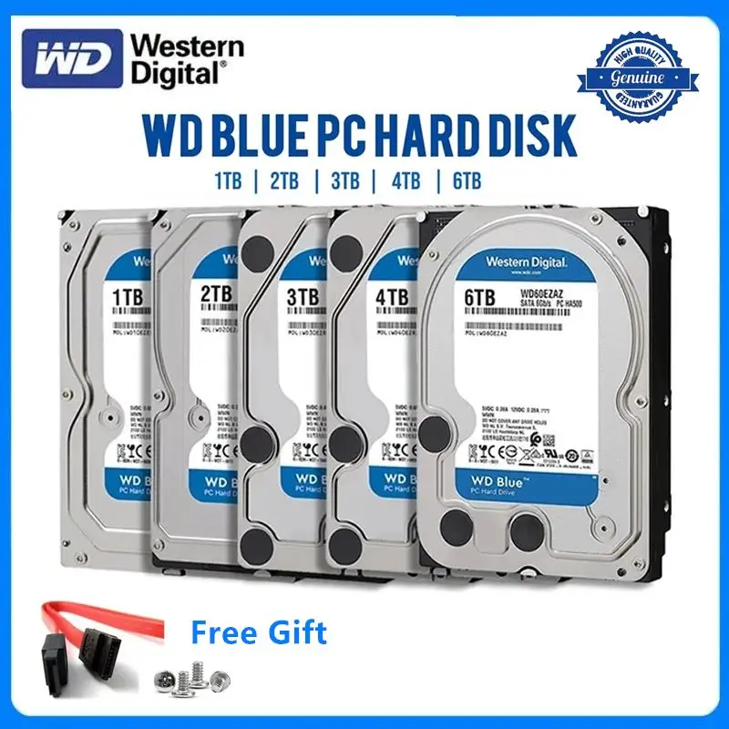 

Внутренний жесткий диск Western Digital WD Blue, 1 ТБ, ранний жесткий диск 3 ТБ, 4 ТБ, 6 ТБ, 500 Гб, 3,5 дюйма, 5400 об/мин, 256 Мб кэш, SATAIII, 6 дюймов, для настольного П...