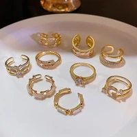 luxury gold color pearl zircon rings for woman 2022 vintage sexy open ring party ring fashion elegant jewelry gifts