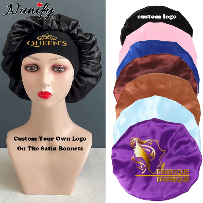 Private Labe Sleeping Caps For Black Women 5Pcs Customize Satin Bonnet For Curly Hair Styling Accessories Hair Caps With Logo