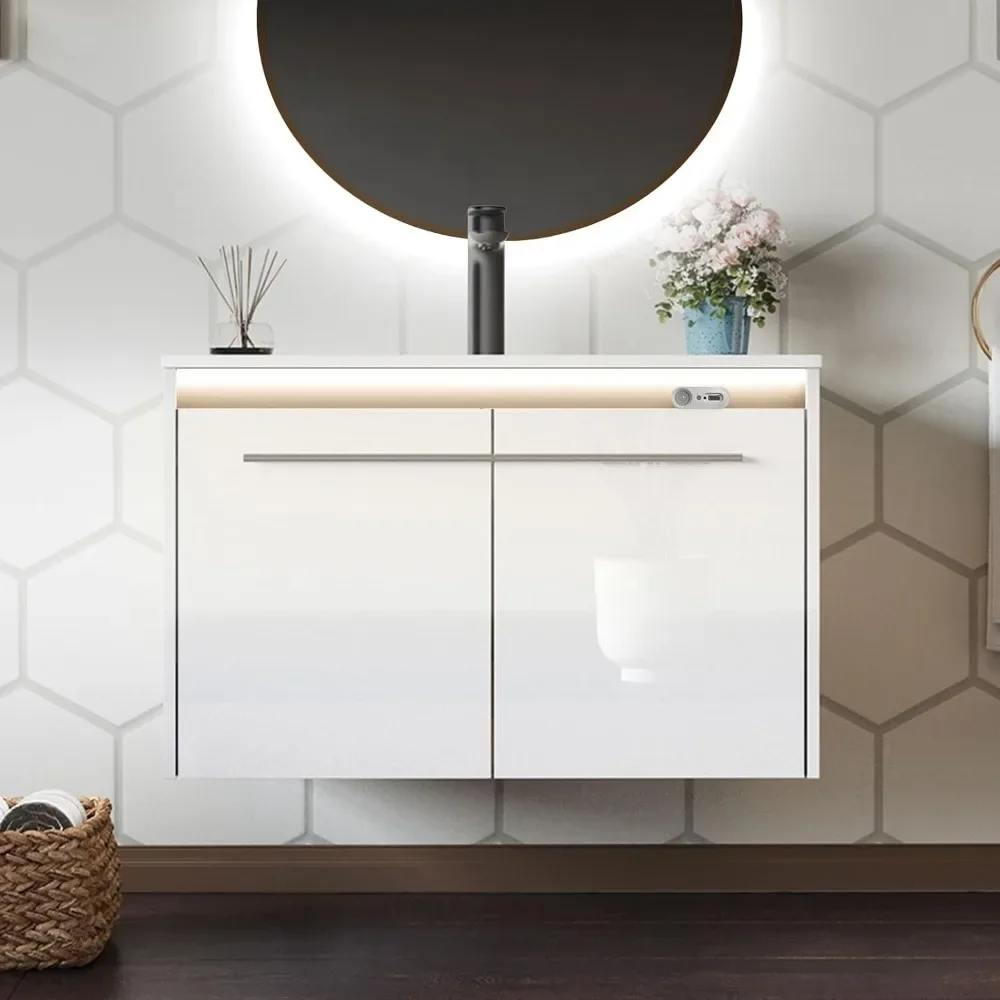 Объемный туалетный столик для ванной комнаты с раковиной 31 дюйм высокая