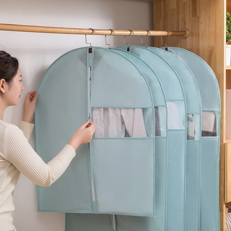 

Dustproof Garment Hanging Organize Bag Visible Transparent Window Durable Reusable Zipper Cloth Jacket Protection Storage Pouch