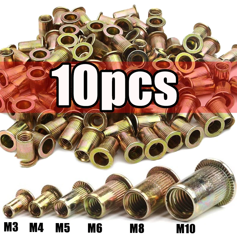 

Заклепочные гайки из углеродистой стали M4/M5/M6/M8/M10, оцинкованные, 50/30/10 шт