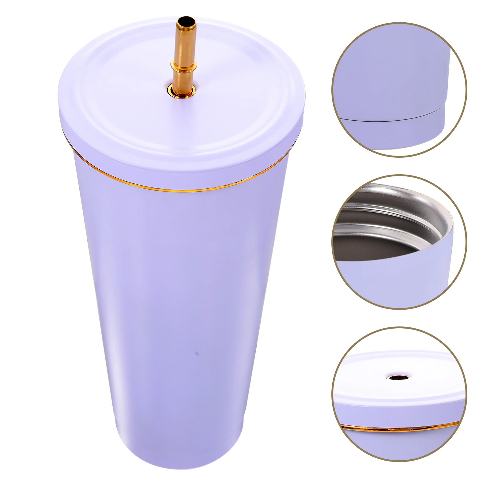 

Cup Coffee Vacuuminsulated Tumbler Mug Water Stainless Steel Straw Lid Travelcampingbottle Outdoor Sturdy Cups Multifunctional