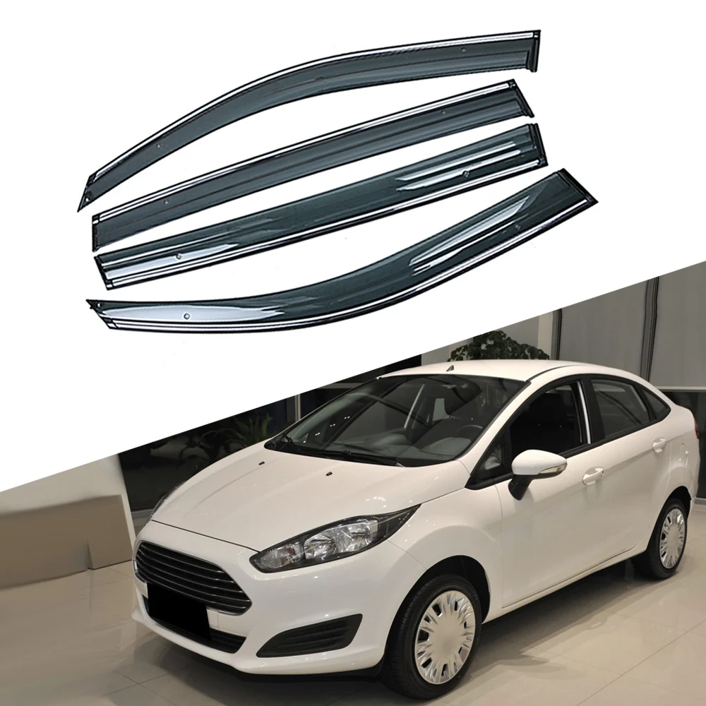 

For FORD Fiesta Sedan 2009-2017 Car Window Sun Rain Shade Visors Shield Shelter Protector Cover Trim Frame Sticker Accessories