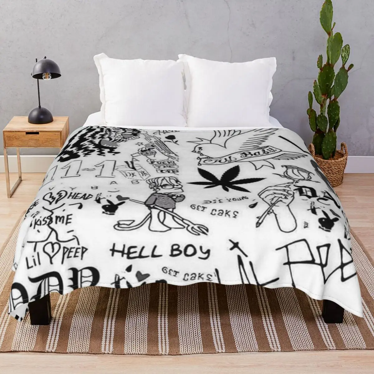 Lil Peep Blanket Flannel Plush Decoration Super Warm Throw Blankets for Bed Home Couch Camp Office