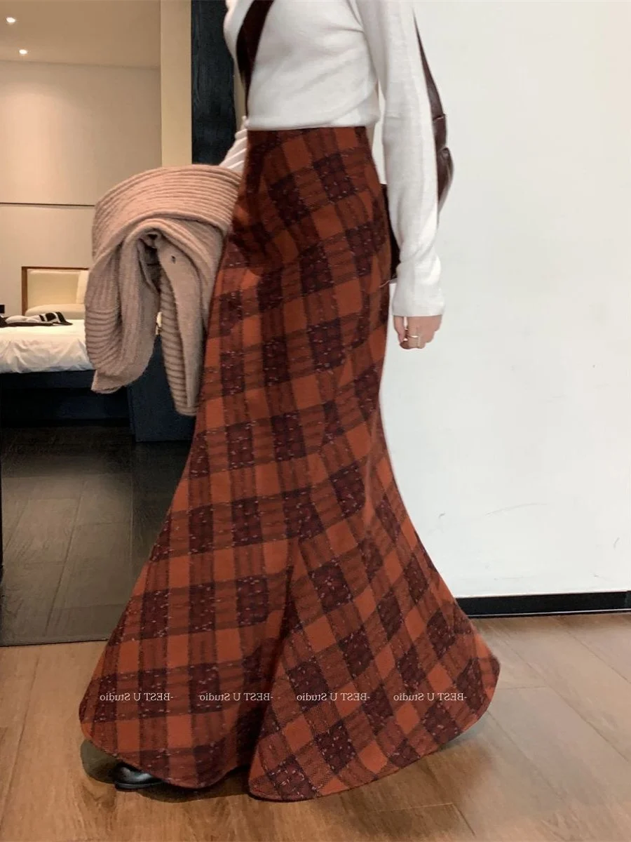 Красная Женская клетчатая юбка А-силуэта в винтажном стиле Y2k асимметричная