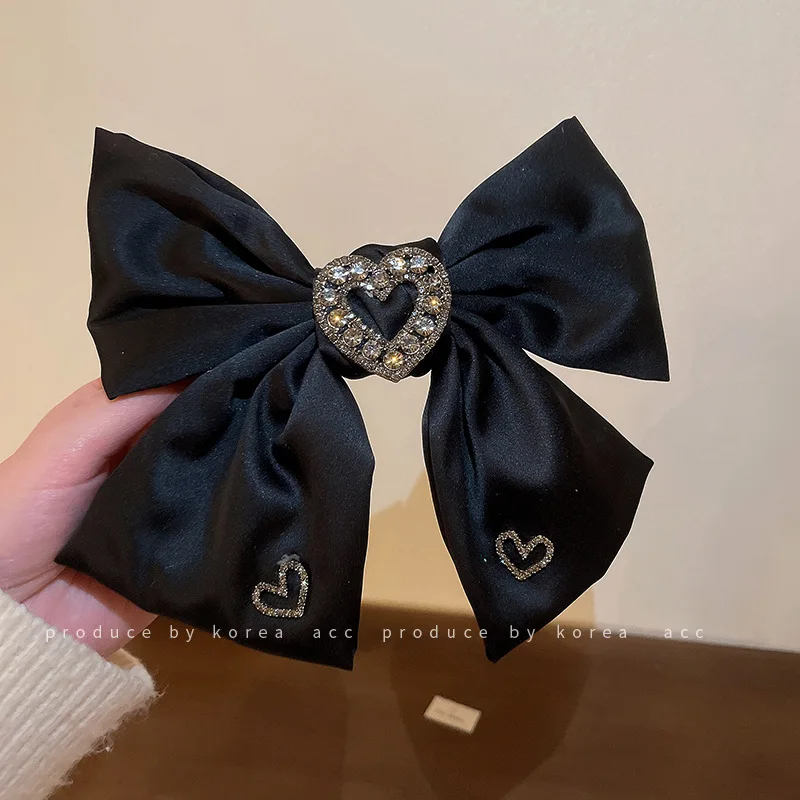 

Diamond Inlaid Cloth Art Love Bow Hairpin Korean Fashion Personality Sweet Cool Hairpin Trendy Minority Simple Hair Accessories