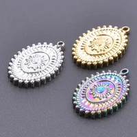 5pcslot 100 stainless steel oval with pattern charms pendant accessory necklace earring keychain jewelry making for women man
