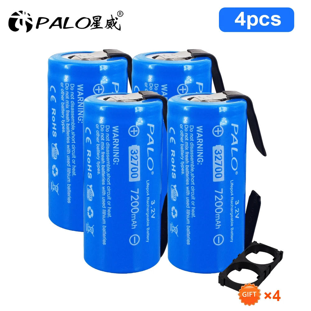 

PALO 32700 lifepo4 3.2v 7200mAh 32700 rechargeable battery LiFePO4 cell 5C discharge battery for Backup Power flashlight