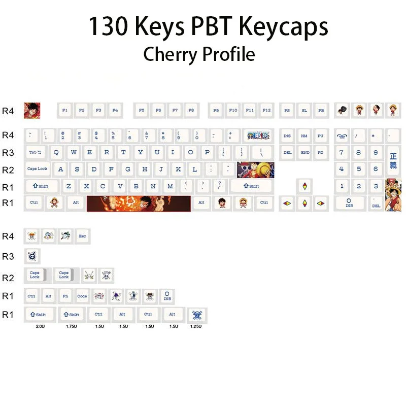

Mechanical Keyboard Gamer PBT Keycaps Anime One Piece Sakura Pretty Girl Gartoon Role 130 Keys Customized Cherry pbt Key Caps