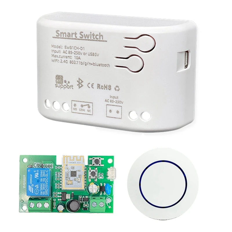 

Умный Wi-Fi модуль переключения двигателя AC 85-250 В со стандартным Wi-Fi + BT 1-канальное Дистанционное Реле Ewelink для Alexa Google Home с дистанционным управлением 2,4G