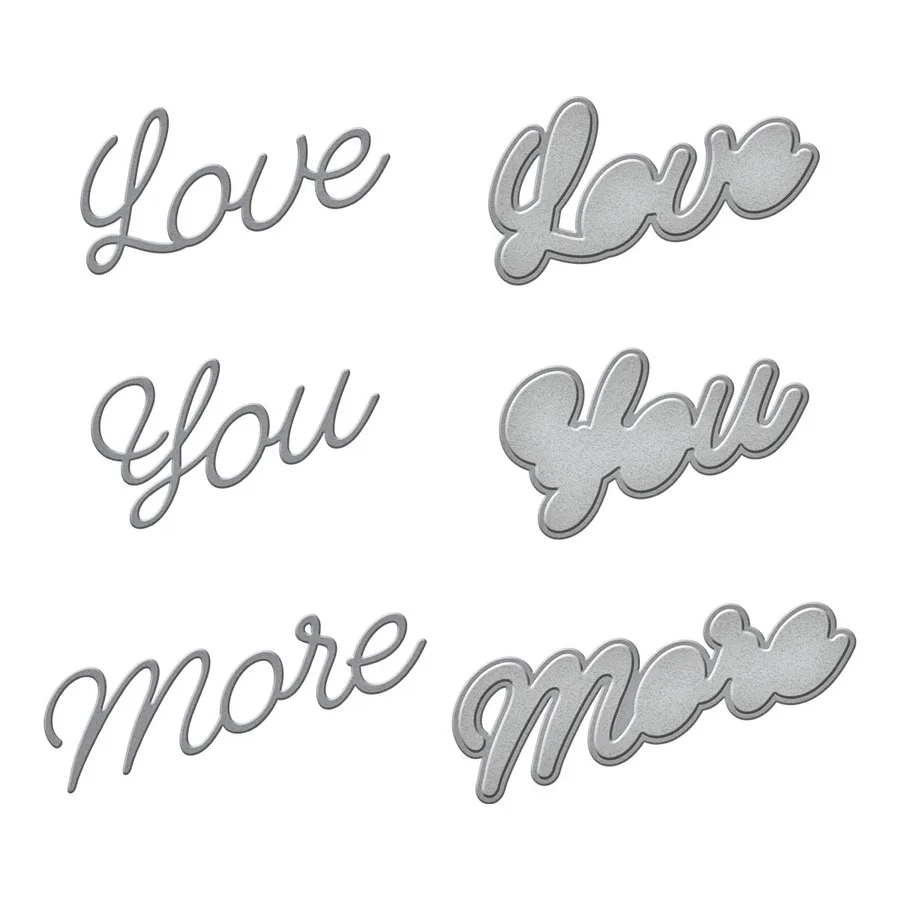 

Love You More Letter Metal Cutting Dies Stencils Die Cut for DIY Scrapbooking Album Paper Card Embossing New 2022