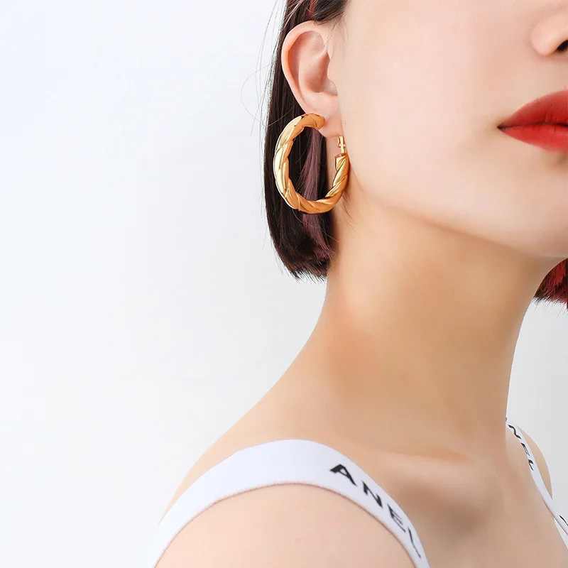 

Distortion Interweave Twist Metal Circle Geometric Round Hoop Earrings for Women Accessories Retro Party Jewelry Piercing Trendy