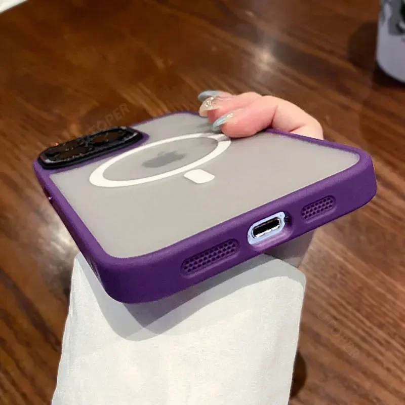 Роскошный матовый чехол для телефона Magsafe с магнитной беспроводной зарядкой 15 14