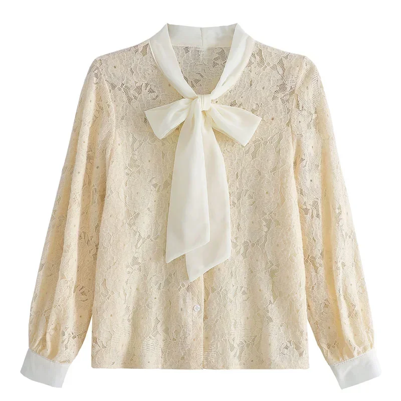Новая женская рубашка с бантом и длинным рукавом бархатная утепленная кружевная