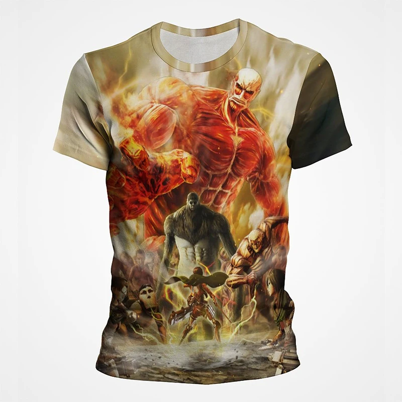 

2022 Summer New T-shirt Attacking Giant Anime 3D Print Men Women Children Casual Fashion Style Clothing Streetwear T shirt Tee