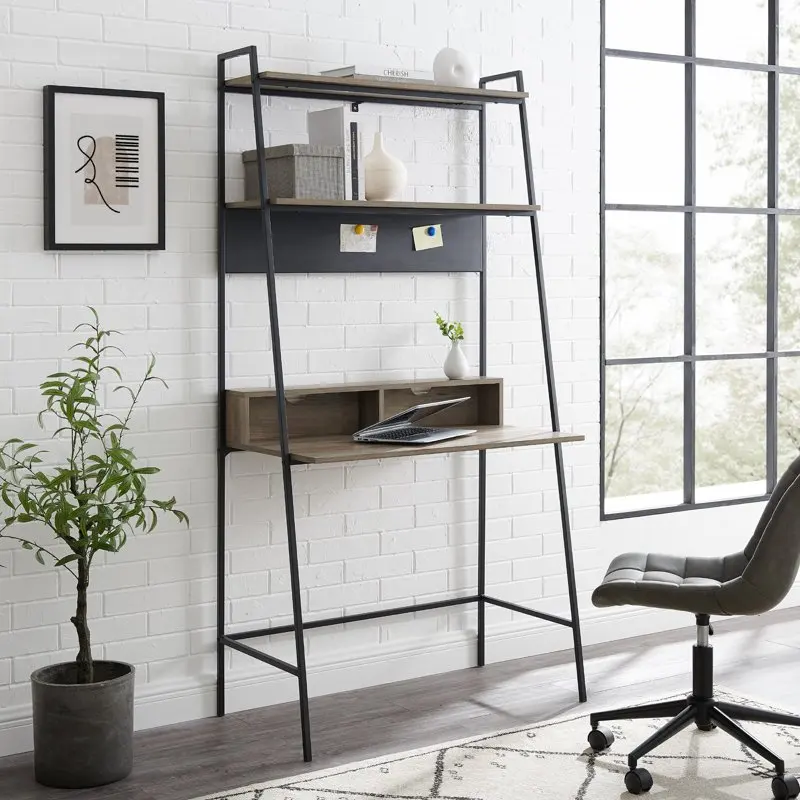 

and Wood Ladder Computer Desk, Grey Wash