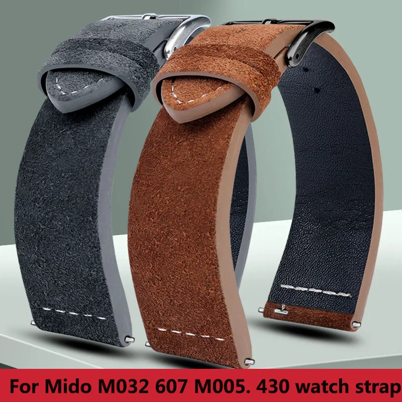 

Watchband For Mido Helmsman M032 607 M005. 430 High Quality Frosted Suede Genuine Leather Watch Strap 23mm Men's Watch Chain