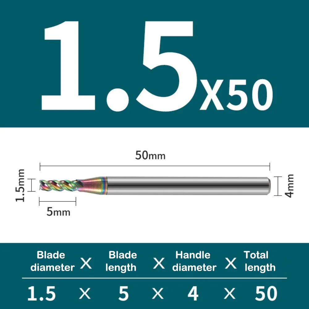 

Специальная концевая фреза с ЧПУ HRC65 с 3 канавками, цветная фреза с ЧПУ для резьбы по глянцевому алюминию с покрытием, фрезы для гравировки