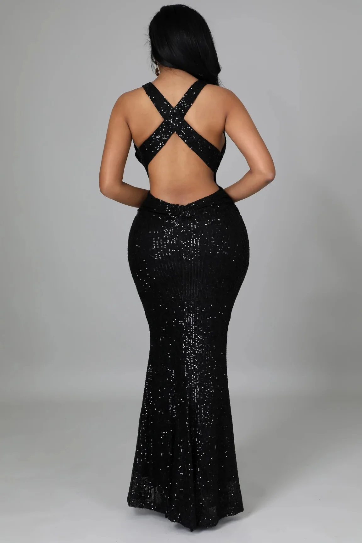 Elegant V Neck Sequin Evening Dress Long 2022 New Women Mermaid Formal Dress Party Gown Bodycon Maxi Prom Dress Bridesmaid