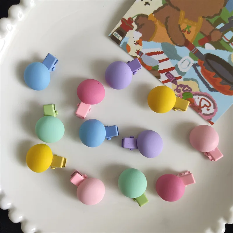 

12pc Wholesale Cute Colored Ball Korean Hair Side Clips for Kids Girls Child Hairpin Headband Hair Accessories Headwear Ornament