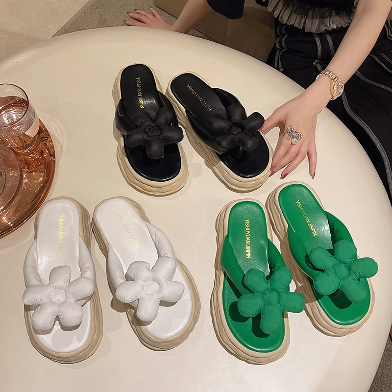 

Shoes Women House Slippers Platform Luxury Slides Pantofle Shale Female Beach Med Flower Soft Designer 2022 Sabot Summer Flat R