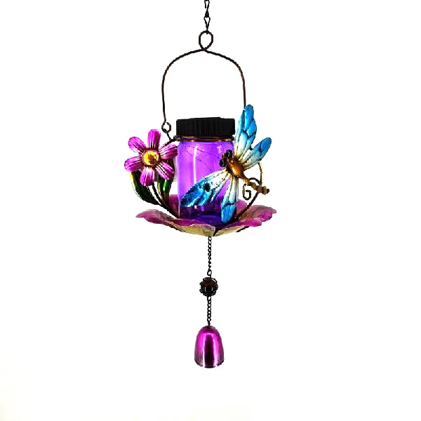 

Dragonfly Glass Hanging Metal Wind Chime Solar Light