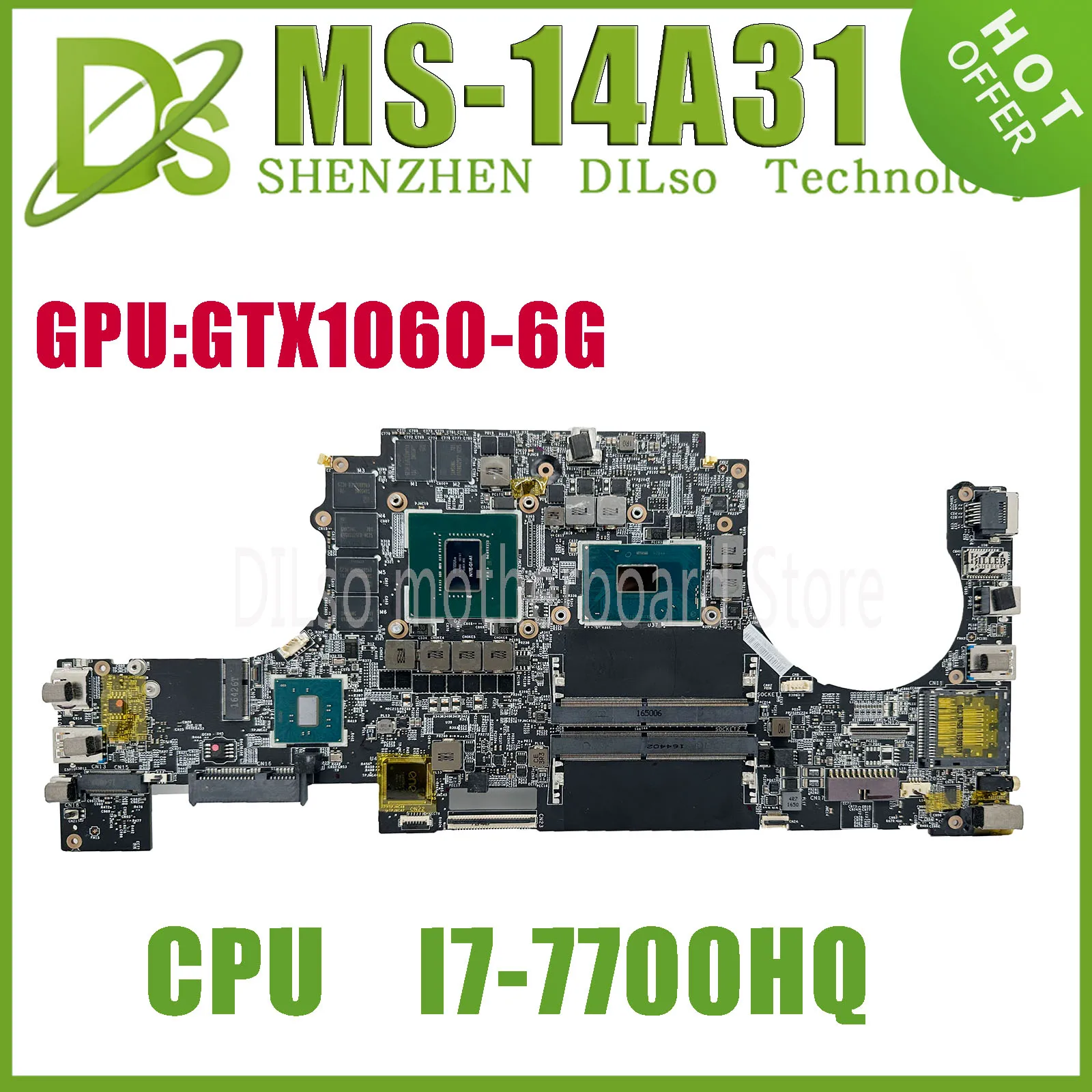 

KEFU MS-14A13 материнская плата для ноутбука MSI MS-14A13 оригинальная материнская плата с I7-7700HQ CPU GTX1060-6G GPU 100% хорошо работает