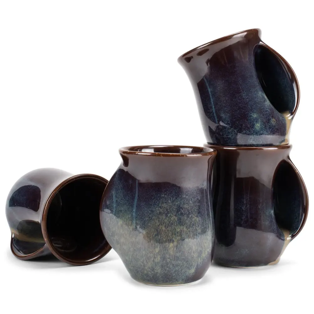 

Reactive 14 ounce Ceramic Handwarmer Mugs Set of 4, Cascade Brown