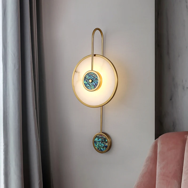 

Nordic Marble Wall Lamp Round Marble Light Luxury Living room Dining room Bedroom Bedside Background Wall Lamp outdoor lighting