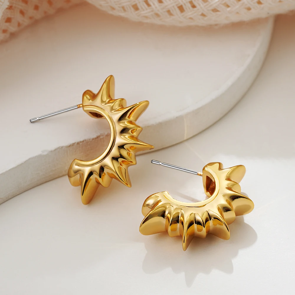 Женские серьги-гвоздики с заклепками позолоченные серьги неправильной формы 18 К