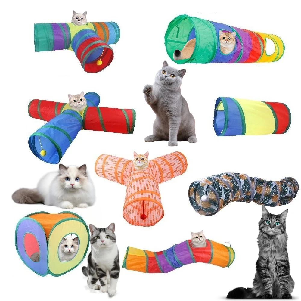 

Foldable Cats Tunnel Pet Cat Toys Kitty Pet Training Interactive Fun Toy Tunnel Bored For Puppy Kitten Rabbit Play Tunnel Tube