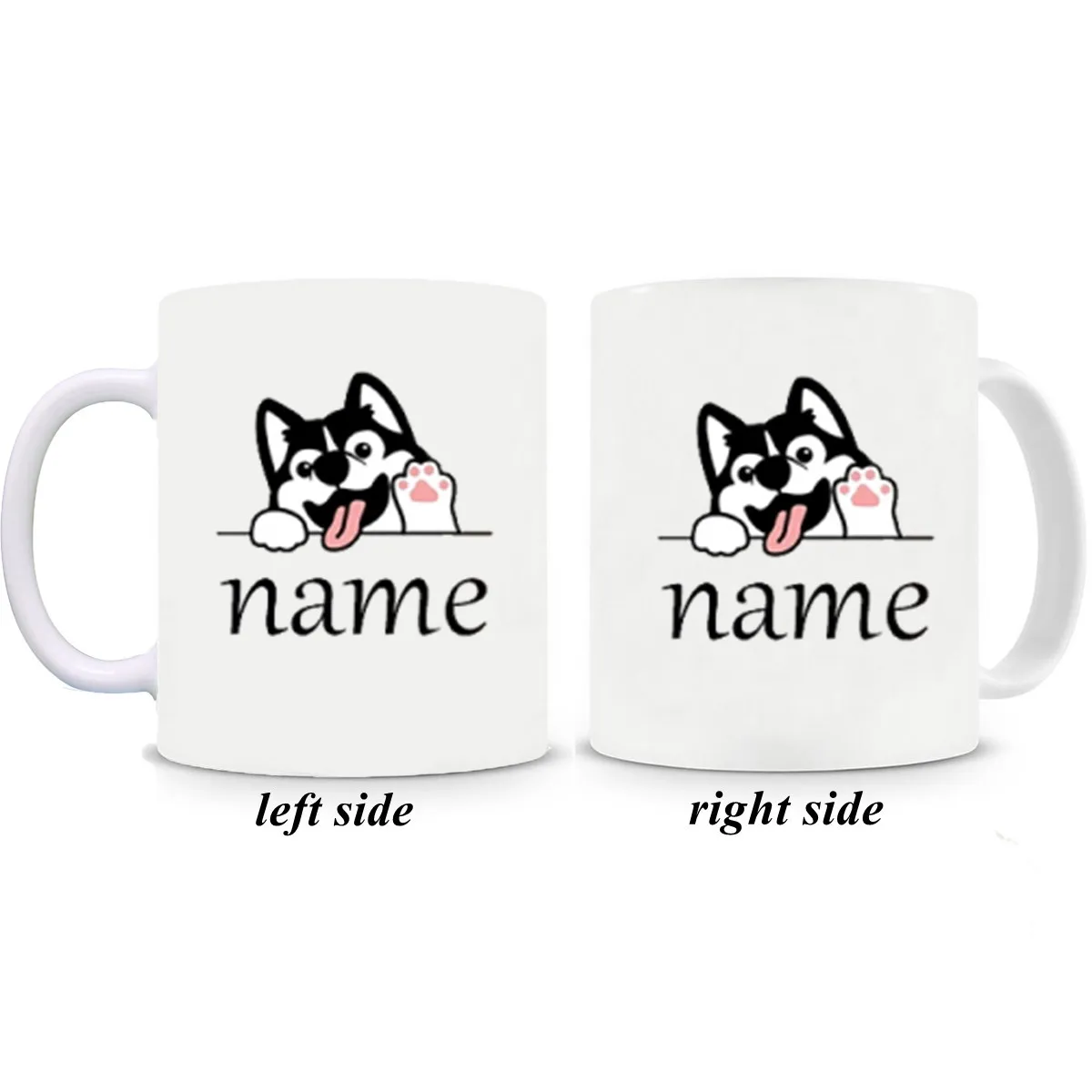 

Customized Name Puppy Pug Dog Mugs Huskies Coffee Mugen Valentines Day Gift for Mom Kids German Shepherd Cups Handle Drinkware