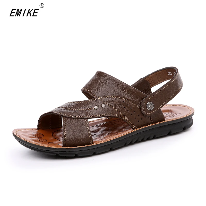 

Men's Summer New Men's Sandals Men's Leather Beach Shoes Casual Men's Shoes Fashion Slippers Stripe Sandals Rubber Men's Shoes