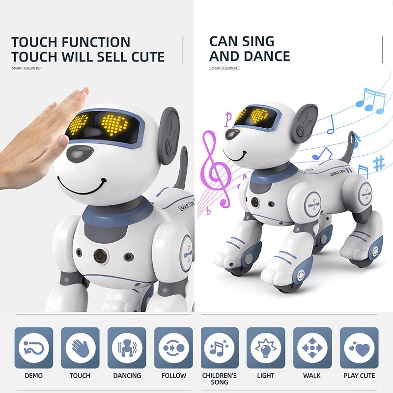 Intelligent RC Robot Electronic Stunt Dog Voice Command Programmable Touch-sense Music Dance Song Robot Dog for Children's Toys enlarge