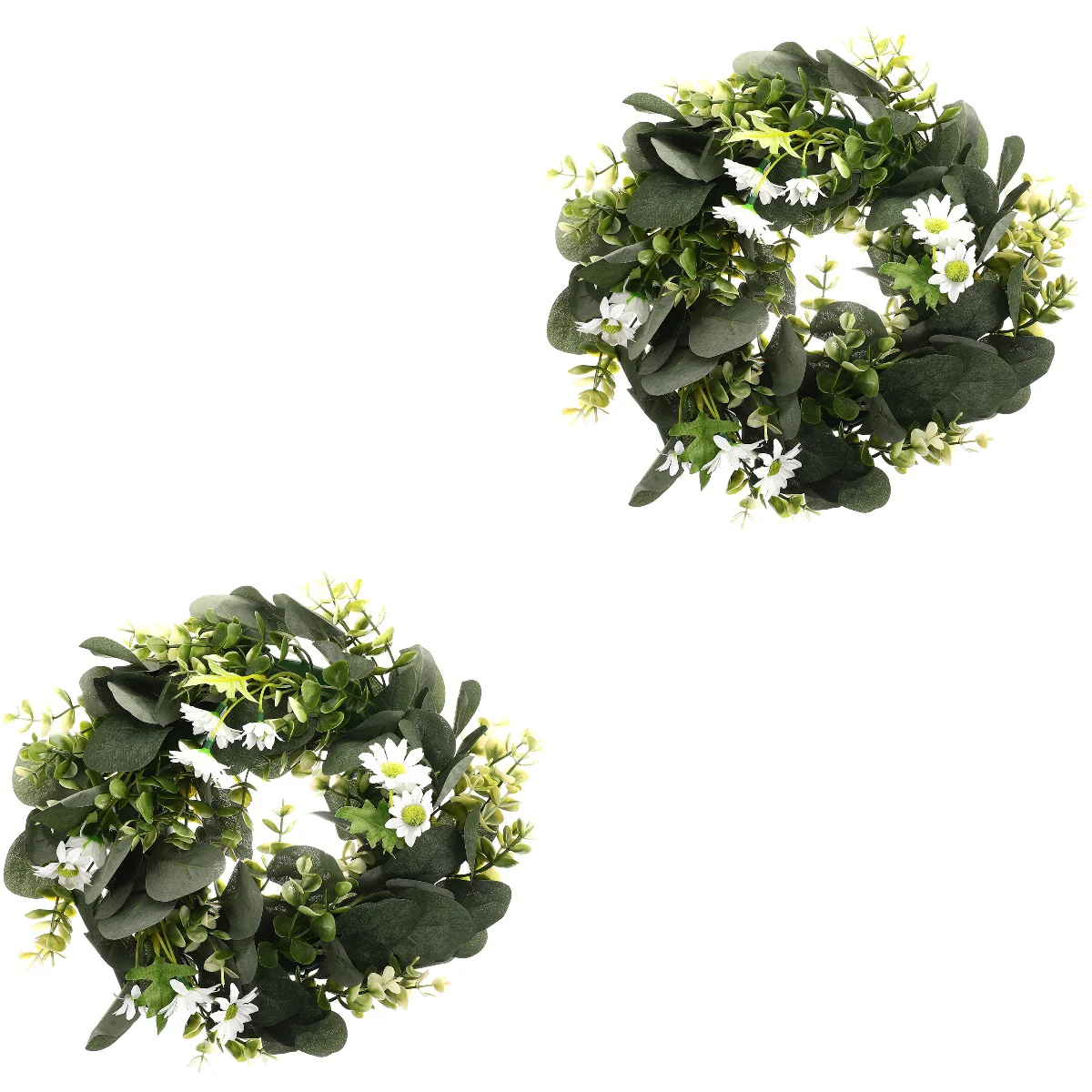 2pcs Simulation Eucalyptus Leaves Wreath Hanging Eucalyptus Garland Hanging Wreath Decor