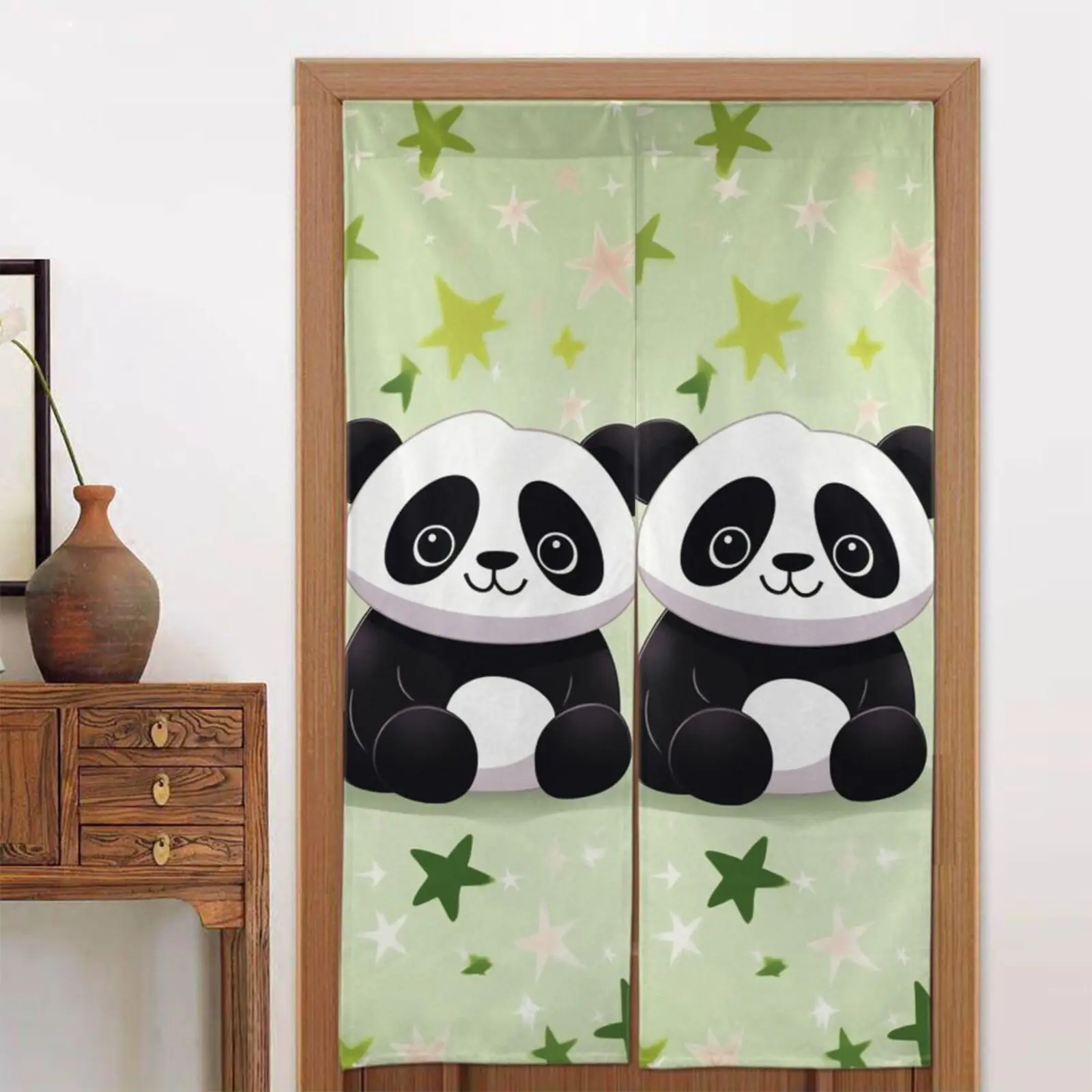 Животные панда Акварельная дверная занавеска для чулана в японском стиле