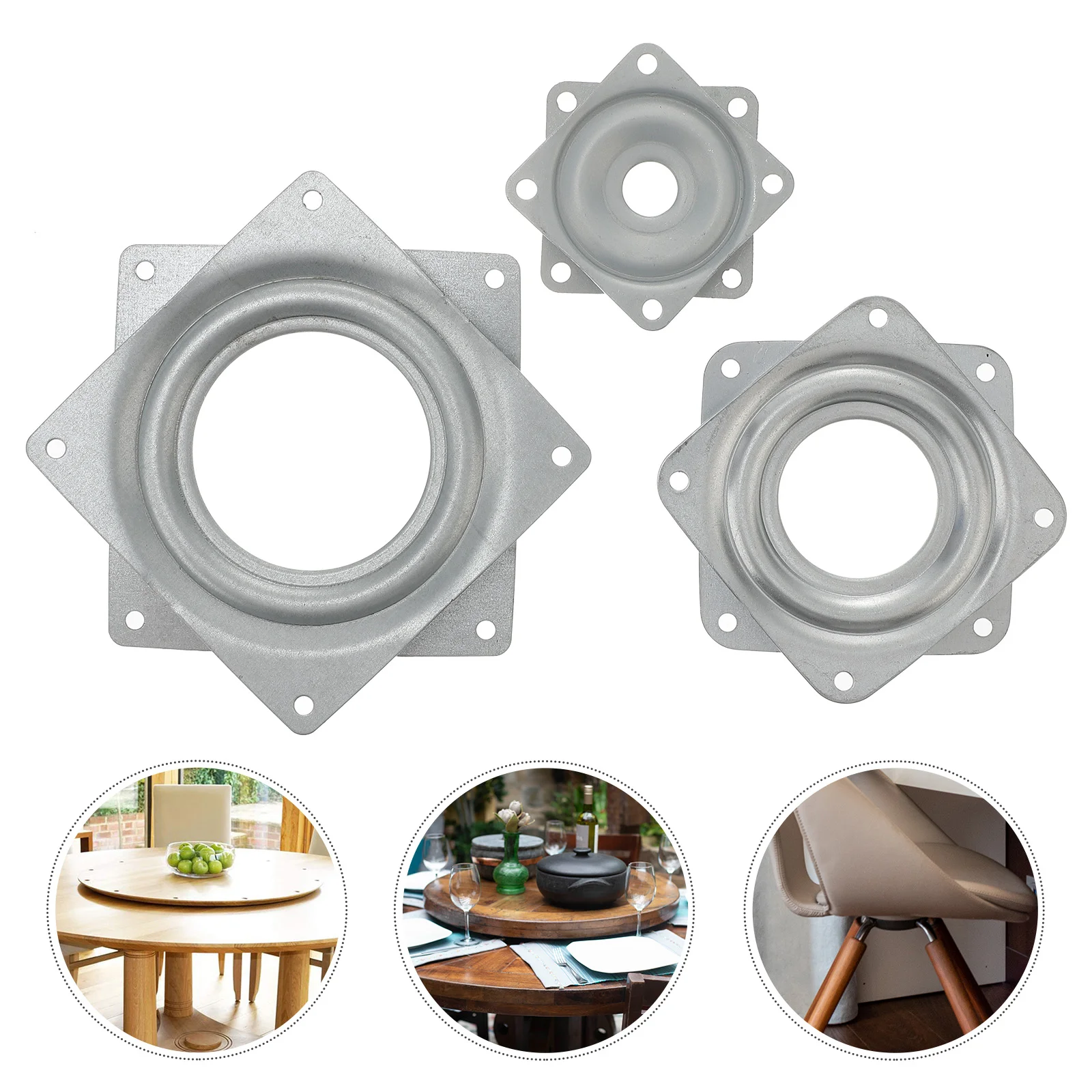 

3 Pcs Accessories Rotating Display Stand Spining Bearing Square Turntable Hardware Plate DIY Furniture