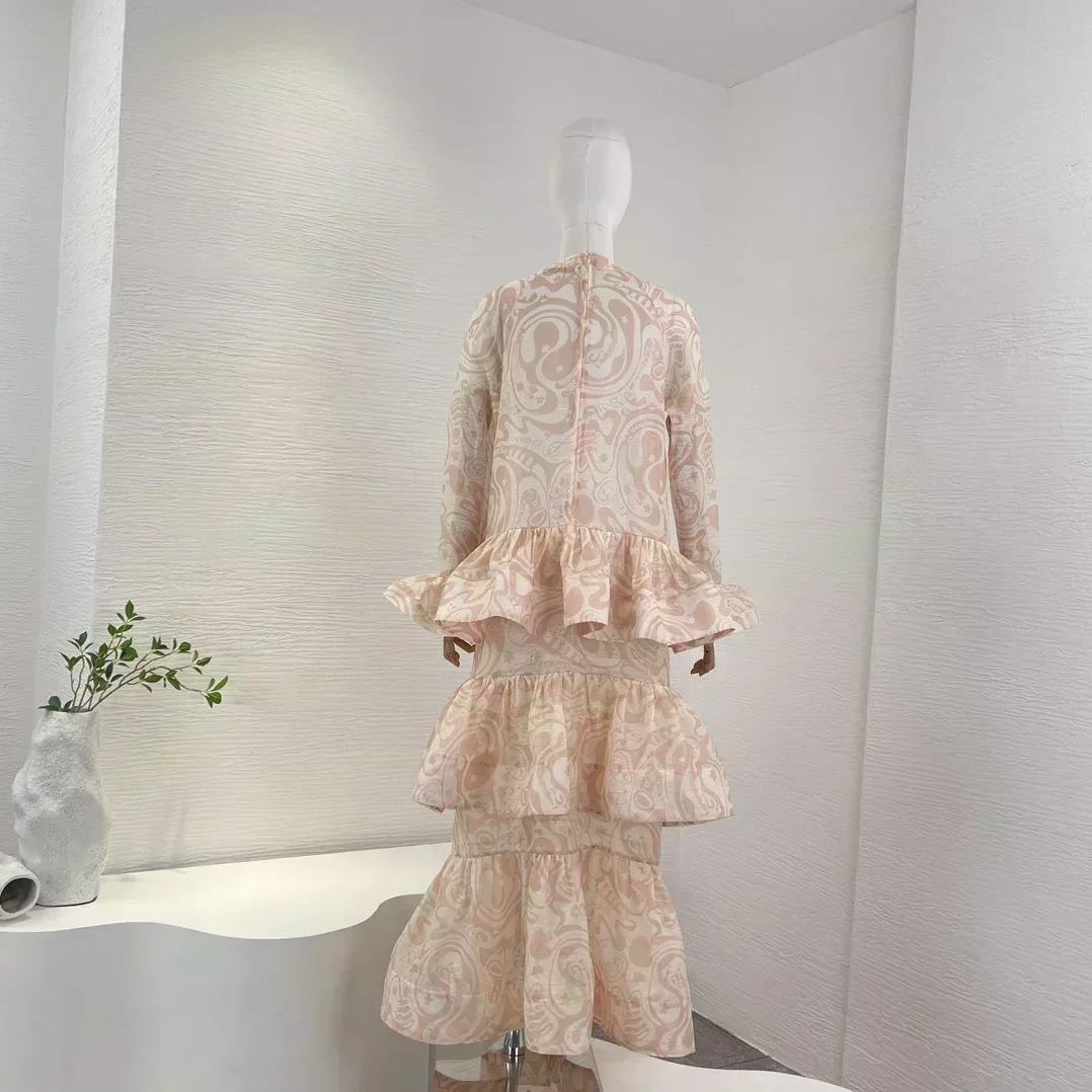 Винтажное шелково-льняное платье Domedeer розового цвета