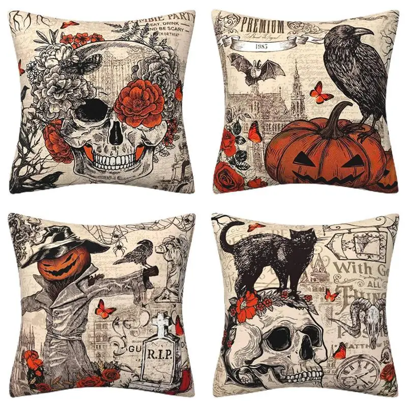 

Halloween Pillow Covers Pumpkin Skull Pillow Cases Soft Decoration Holiday Farmhouse Pillow Case Decoration For Couch Sofa