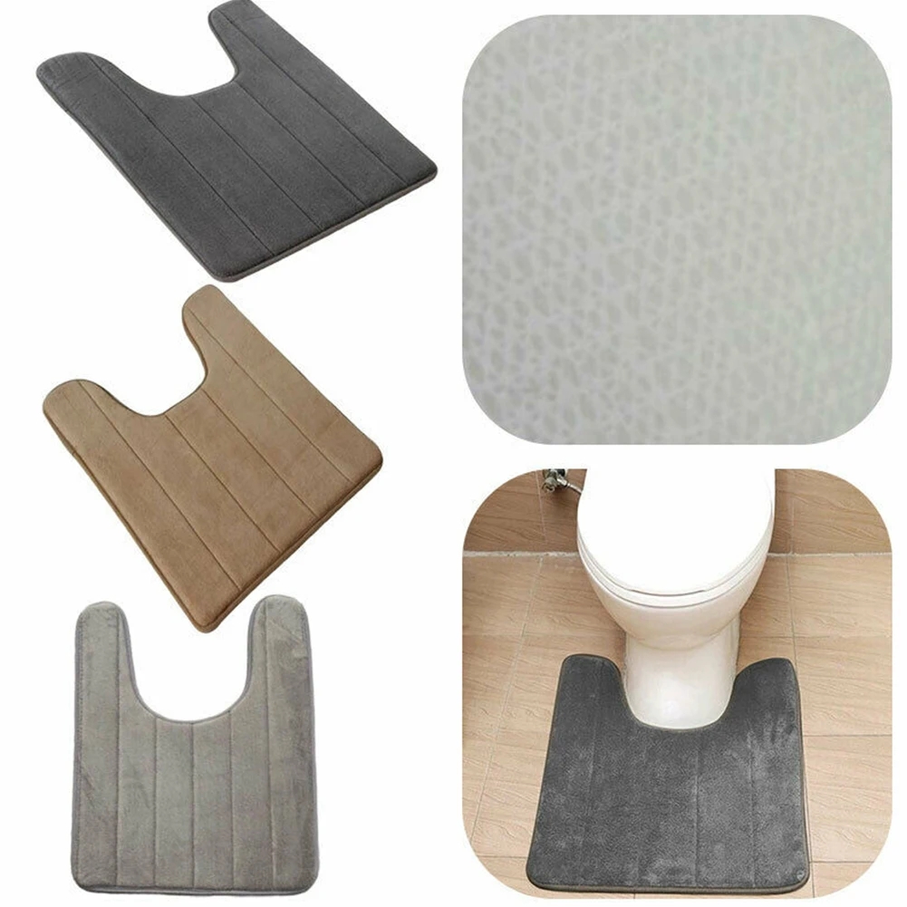 

Coral Velvet Bathroom Floor Mat Toilet Mat Non Slip Mat Bath Pad U-shaped Bathroom Bathtub Strong Water Absorption SoftHousehold