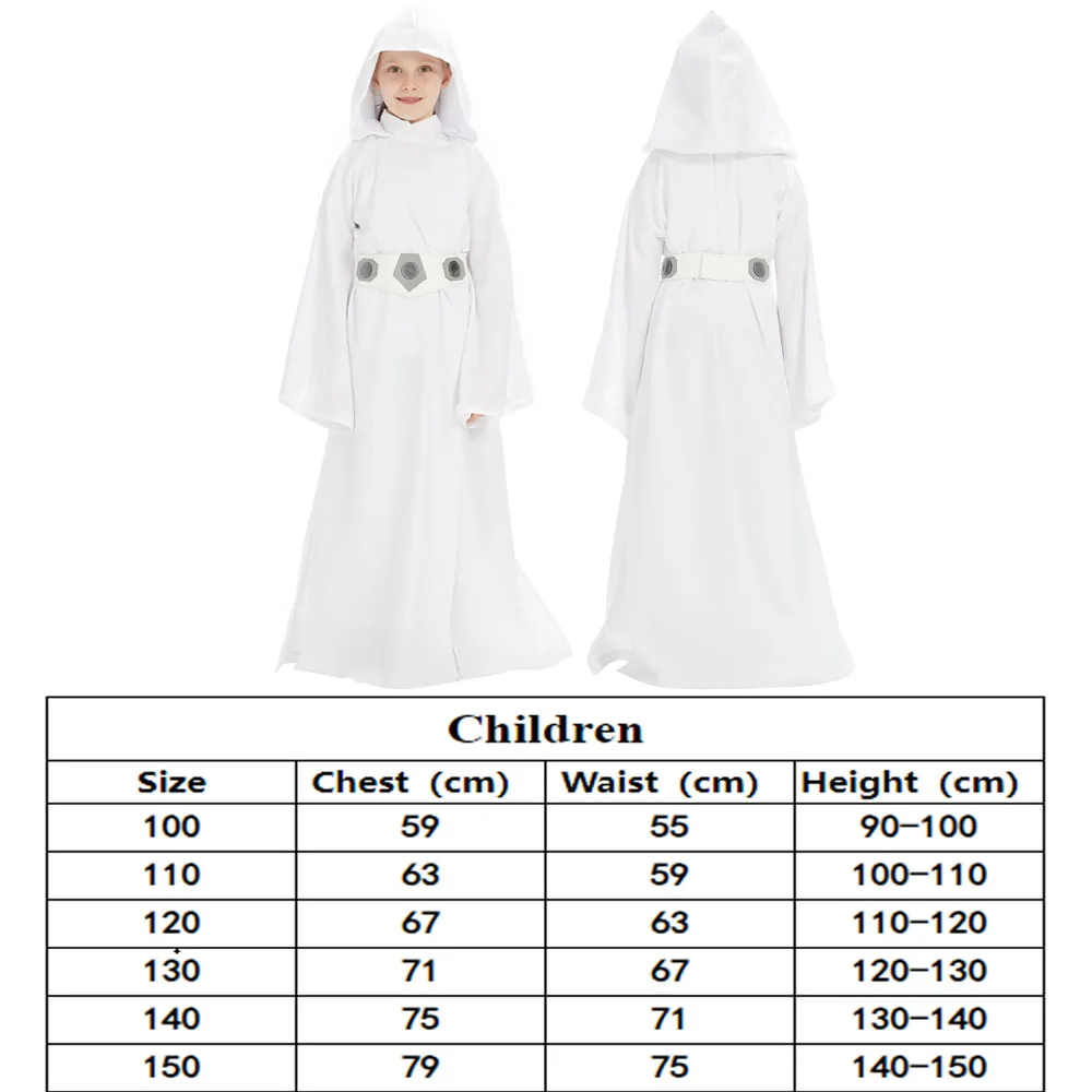 Детское платье принцессы Леи на Хэллоуин с поясом карнавальный костюм для