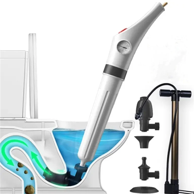 

Automatic High Pressure Air Drain Blasters Guns Air Pump Drain Dredge Tool Powerful Toilet Plunger Cleaner With Pump Adapters