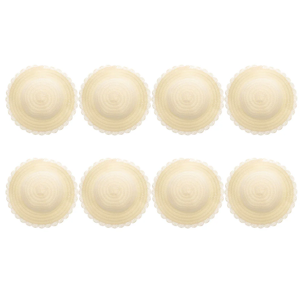 

8 Pcs DIY Straw Hat Blank Hats For Dancing Party Natural Grass Painting Child Crafts