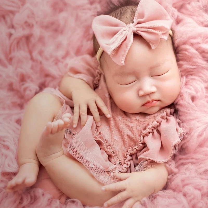 

Newborn Lace Dress Baby Girl Bowknot Hairband Party Supplies Photography Props