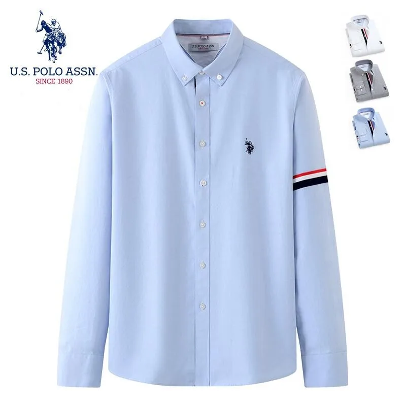 Мужская хлопковая рубашка-поло с длинным рукавом свободного покроя |